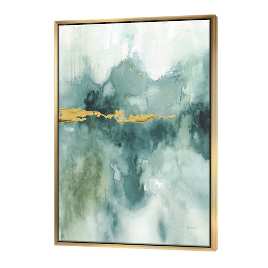 Designart - Blue Watercolor Impression with Gold
